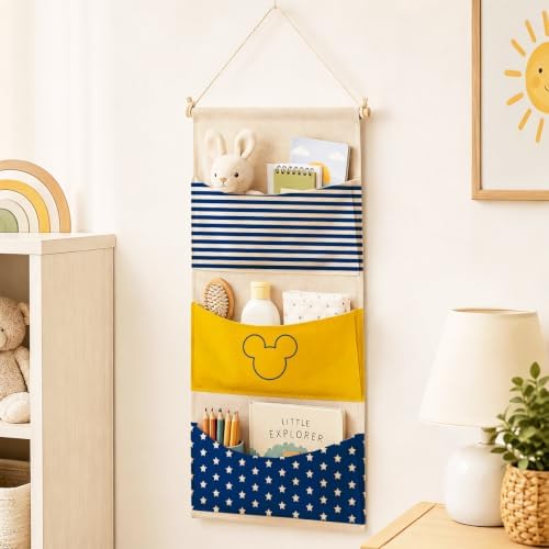 3-Pocket Hanging Wall Organizer, Cute Star Stripe Design - Image 2