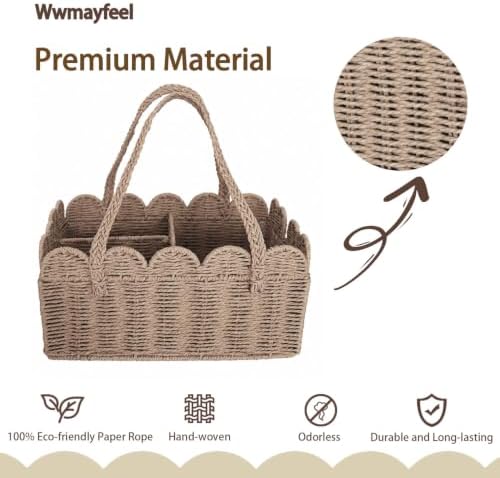 Diaper Caddy Organizer, Paper Rope Storage Baskets Nursery Bin - Image 3