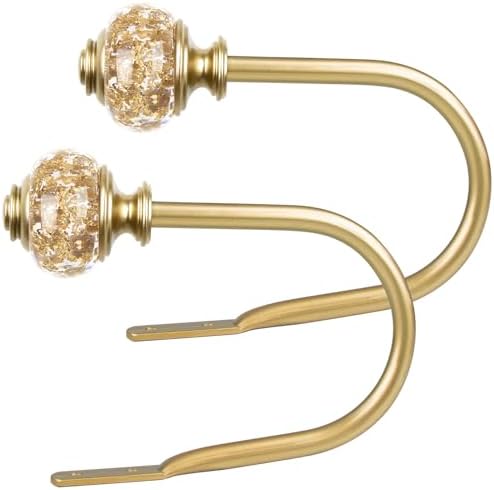 USFOOK Gold Curtain Holdbacks, Decorative Drapery Tiebacks, 2 Pack/1 Pair by USFOOK