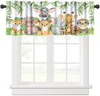 Jungle Animals Valance Curtains Forest Tropical Leaf Green Print Window by Unknown
