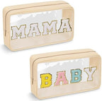 2 Pcs Chenille Letter Clear Makeup Bag Mama Baby Pouch, Mama Baby Hospital by izuzta