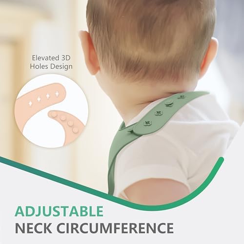 Cuddle Campus Set of 3 Silicone Bibs, Soft Adjustable Bibs - Image 5