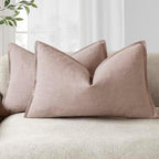 Foindtower Decorative Linen Lumbar Throw Pillow Covers 12x20 Dusty Pink by Foindtower
