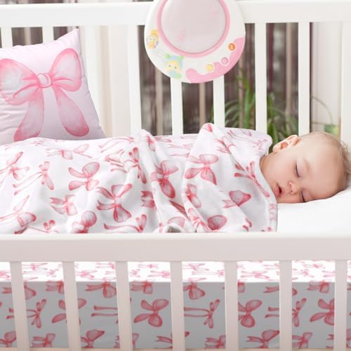HunnmingRe Pink Bow Baby Crib Bedding Set - Image 5