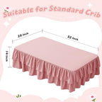 Ruffled Crib Bed Skirt, Light Pink, Soft Double Layer - Image 3