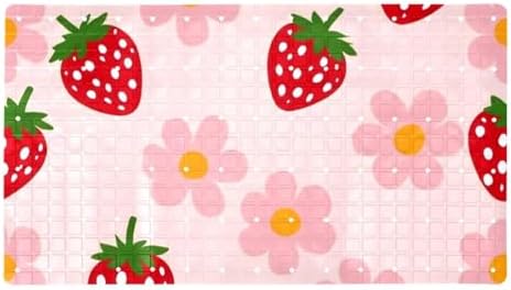 Shower Mat Non Slip 26.8 x 15.1 Inches, Strawberry Flower Bathtub Mat Shower by Anna+Cowper