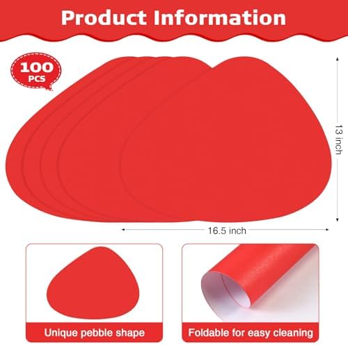 100 Pcs Disposable Paper Placemats Bulk 16.5"x13" Pebble Shape Place Mats - Image 2