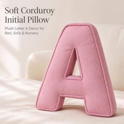 Pink Letter Plush Pillow, Letter Hugging Throw Pillows, Decorative Corduroy - Image 2