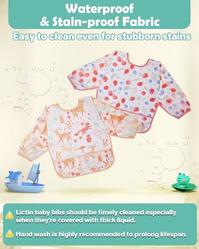 Lictin 3 Pack Baby Bibs for Boy or Girl, Cute Long Sleeve Bib - Image 3