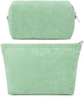SOIDRAM 2 Pcs Corduroy Makeup Bag Large Cosmetic Bag Toiletry Bag Makeup Pouch by SOIDRAM