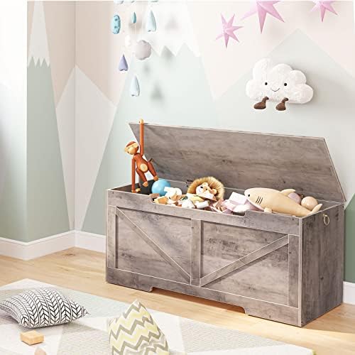 HOOBRO Storage Bench, 43.3” Retro Wooden Storage Chest - Image 2