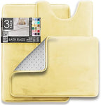 Clara Clark 3 Piece Bathroom Rugs Bath Mat Set, Velvet Memory Foam Bath Mats - Image 2