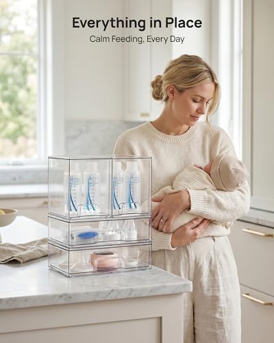 Vtopmart Clear Stackable Storage Drawers Set of 4, Baby Bottle Organizer - Image 5