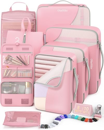 8 Set Packing Cubes for Travel, Gifts for Women Mom, Anti-Tearing Suitcase by OlarHike