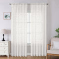 Lecloud Leia Ivory Sheer Curtains 96 Inches Long 2 Panels, Airy Voile Jacquard by Lecloud