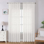 Lecloud Leia Ivory Sheer Curtains 96 Inches Long 2 Panels, Airy Voile Jacquard by Lecloud