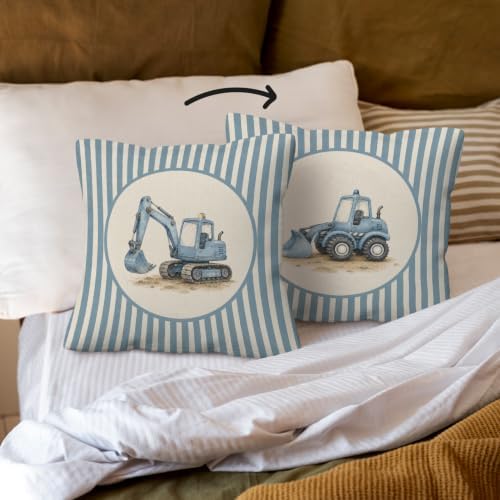 kdqua Construction Boy Nursery Pillow Cover 18x18 Double-Sided, Boy Room - Image 3