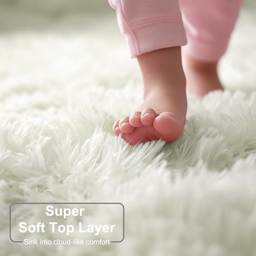 Amdrebio Cream Ivory White Plush Area Rug 4x6 - Image 2