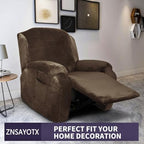 ZNSAYOTX Stretch Velvet Recliner Cover 4-Pieces, Thick Soft Recliner Chair - Image 2