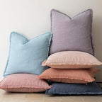 Foindtower Decorative Linen Fringe Throw Pillow Covers 22×22 Light Blue - Image 6