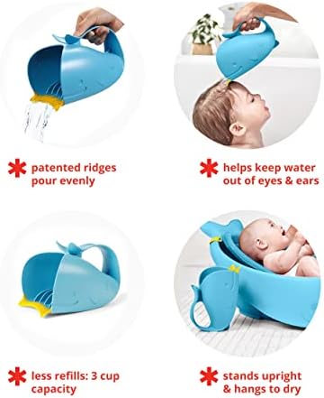 Skip Hop Baby Bath Rinse Cup MOBY Tear-Free Waterfall Rinser Blue Age 0+ - Image 3