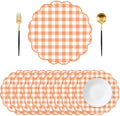 50 Pcs Fall Paper Placemats, 13.5 Inch Orange Gingham Paper Placemats Fall by Unknown