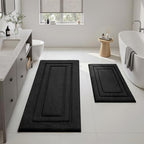 HOMEIDEAS Bathroom Rugs Sets 2 Piece, Soft Extra Long Bath Mat Black - Image 3