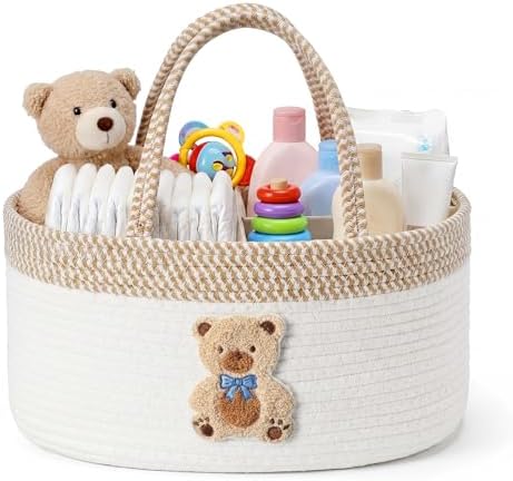 Diaper Caddy Organizer Teddy Bear Empty Gift Basket by Purpeak