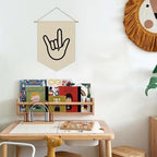 Kids Room Decor, Boy Nursery Linen Canvas Banner, I Love You Hand Sign Neutral - Image 3