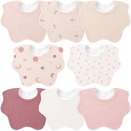 Bearmoss Baby Bibs for Drooling & Teething 8 Pack Muslin Cotton Bibs by Bearmoss