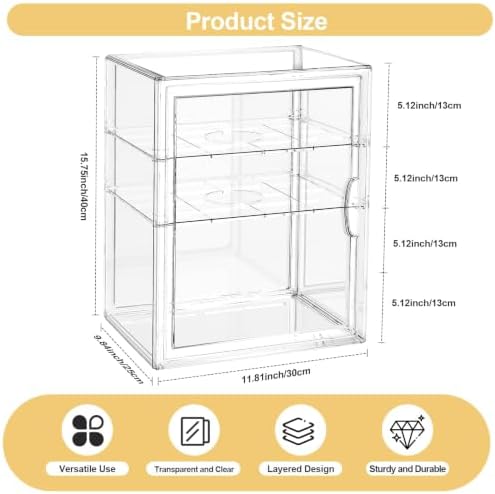 BOHOIDEE 15.7"X11.8"X9.8" Baby Bottle Organizer 3 Tier Clear Acrylic Storage - Image 2