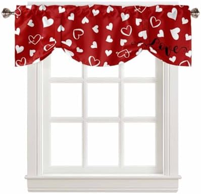 Red Valentine's Day Blackout Tie Up Valance Curtains by VandarllinHomeKitchenDecor