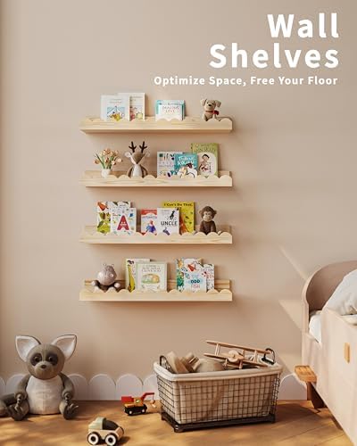 Shario Nursery Book Shelves, Scalloped Shelves, Wall Book Shelves - Image 4