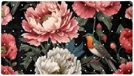 Bathtub Mat Non Slip 26.8x15.1 Inch, Tropical Leaves Flowers Bird Shower Mat by Anna+Cowper