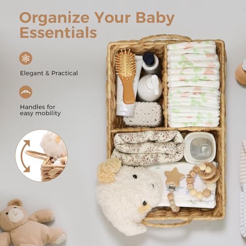 Baby Diaper Caddy Organizer, Handwoven Nursery Basket Changing Table Organizer - Image 4