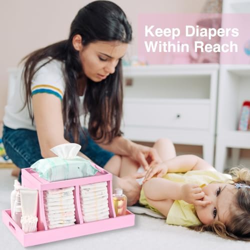 Three colors Diaper Organizer, Wooden Diaper Caddy Organizer, Changing Table - Image 3