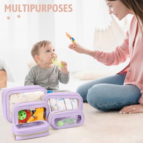 YOPCDJ 5PCS Diaper Bag Organizer Pouch Set, TSA Approved Toiletry Bag，Clear - Image 2