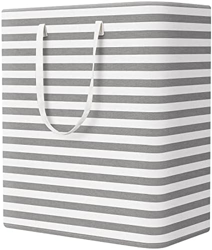 StorageRight Laundry Basket Hamper, 100L Clothes Storage, Striped Grey by StorageRight