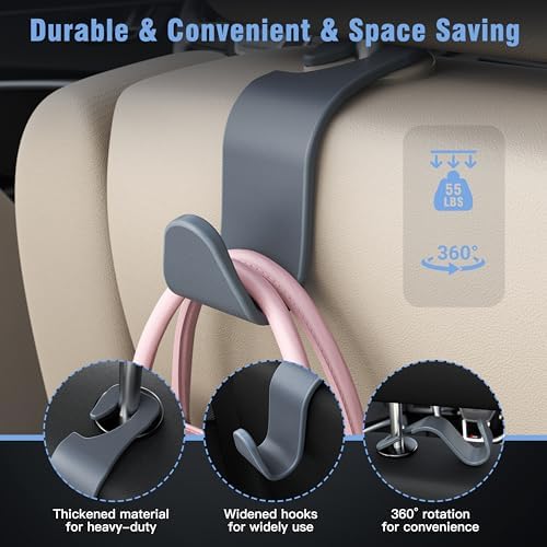 4-Pack Car Headrest Hooks Holds 55lbs Seat Storage Organizer - Image 3