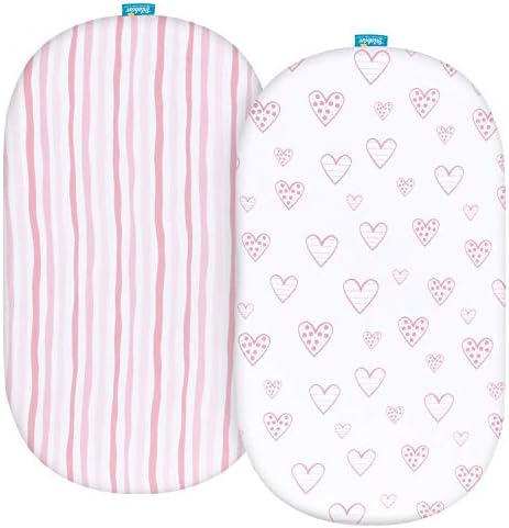 Bassinet Sheets 100% Cotton, 2 Pack Bassinet Sheets by Bilobanbabybedding