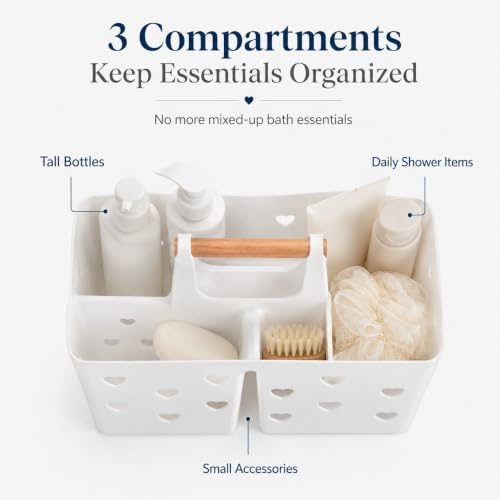 White Portable Shower Caddy, Plastic Basket Organizer - Image 3