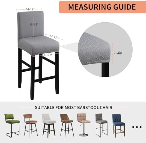 Fuloon Waterproof Barstool Covers Chair Slipcovers, Light Grey, 2 Pack - Image 5