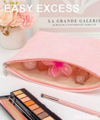 Flat Makeup Bag for Women, Zipper Cosmetic Pouch Purse, Corduroy Cute Pink - Image 5