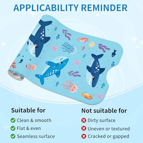 Shark Bath Mat for Tub Non Slip, Kids Bath Mat for Baby - Image 5