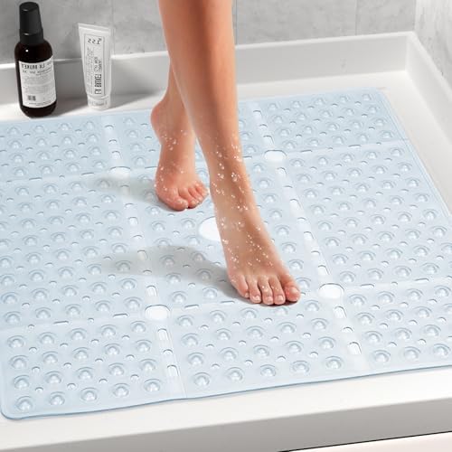 Large Square Shower Mat Bathtub Bath Mat Non Slip Clear 27"x27" - Image 2