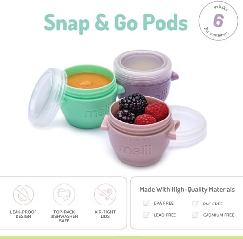 melii Snap & Go Baby Food Storage Containers | 6 Pack 2 oz, Stackable Snack - Image 2
