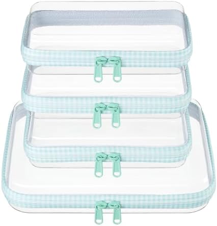 4 pcs Clear Zipper Pouches, Hard Shell Zipper Case, Toiletry Bag by WELPIRT