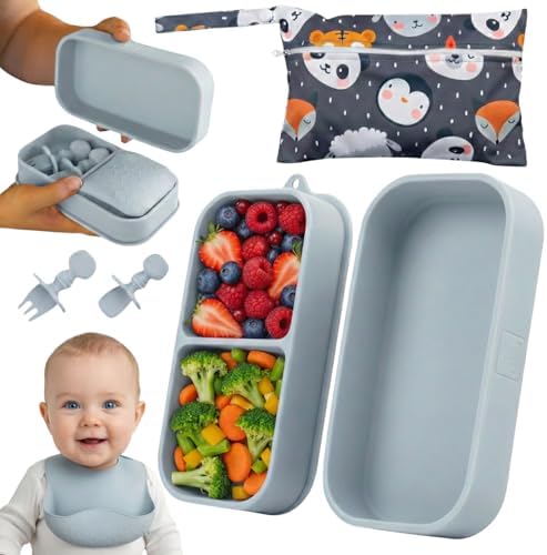 Baby Travel Feeding Set with Silicone Suction Plates by PalzPandy