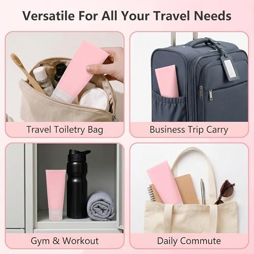 3PCS Empty Refillable Pink Soft Silicon Squeeze Tube Portable Travel Bottle - Image 5