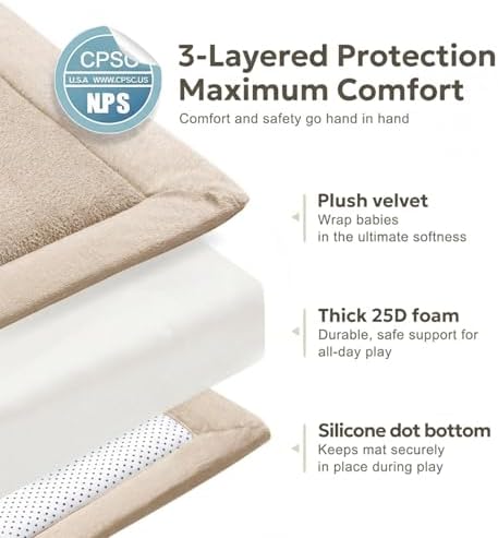 Baby Play Mat for Floor, Velvet Play Mat - Image 3